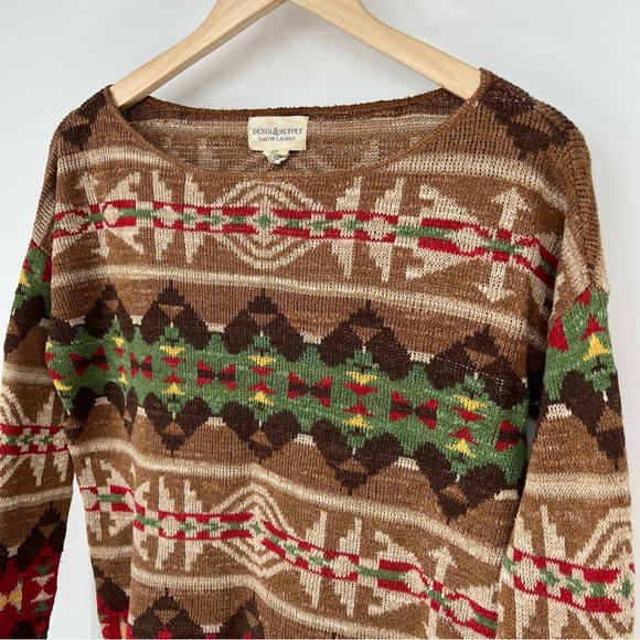 Ralph Lauren Denim and Supply Southwestern Printed Boat‎ Neck Sweater Top XSmall - Picture 2 of 12